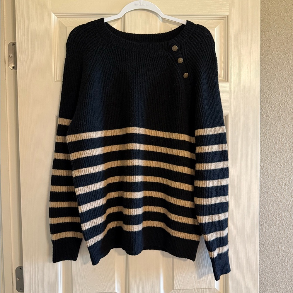 Knox Rose Black and Cream Striped Sweater